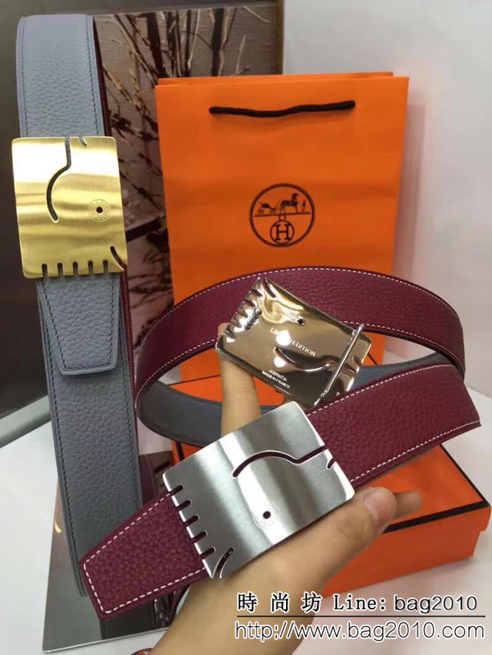 愛馬仕HERMES 純手工雙面荔枝紋 專櫃奢華精品高端男士皮帶 HHG1193